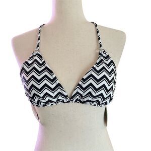 NWOT Forever Young‎ Women's Chevron Triangle Bikini Top Black Size M